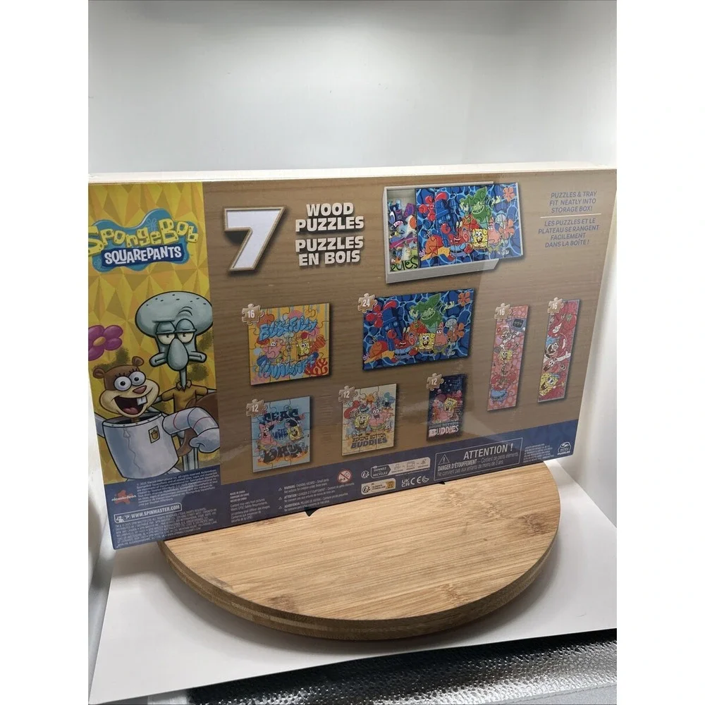NEW‎ SpongeBob SquarePants 7 Wood Puzzles Nickelodeon Ages 4+ Spin Masters